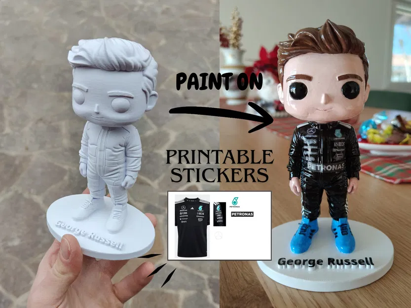 George Russell FUNKO POP! (F1) – Figure đua xe để tự sơn & dán sticker - Image 3
