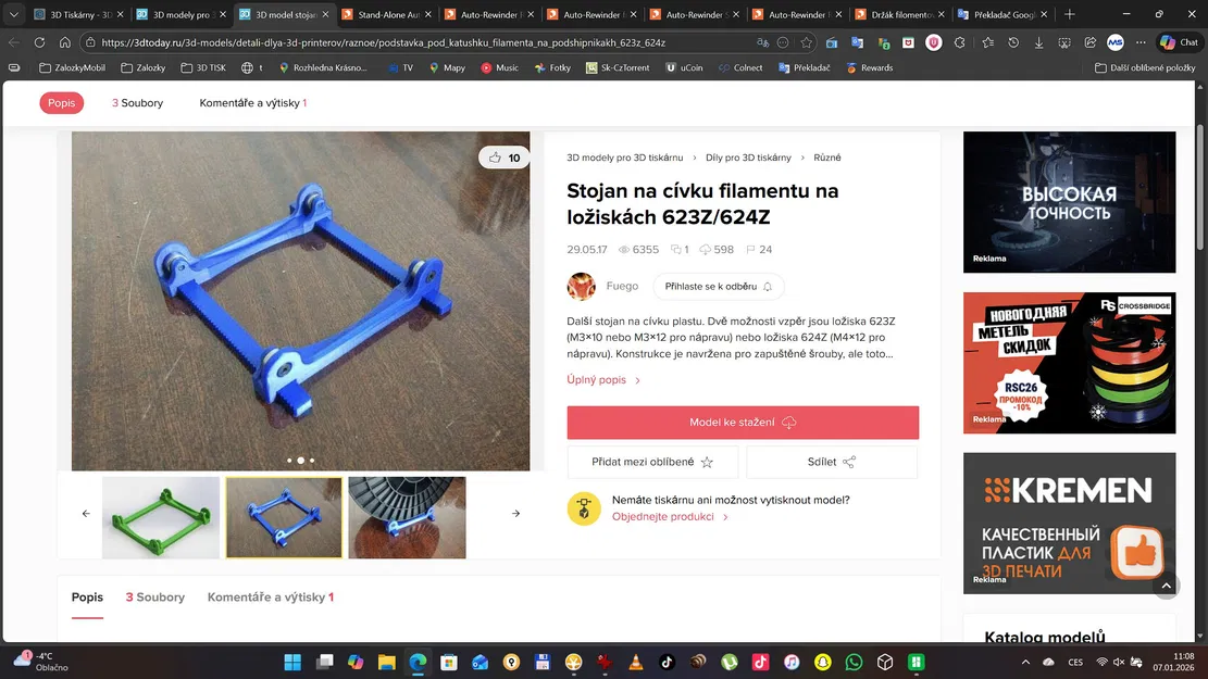 Giá đỡ cuộn filament dùng vòng bi 623Z-624Z - Image 2