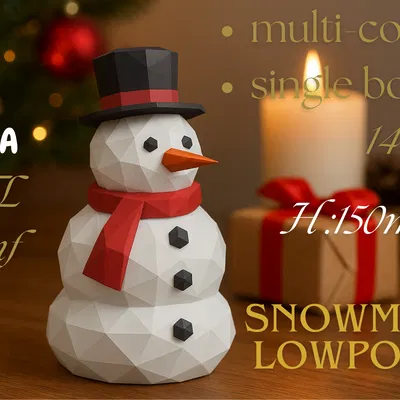 Snowman Low Poly – Người tuyết low poly trang trí Giáng Sinh