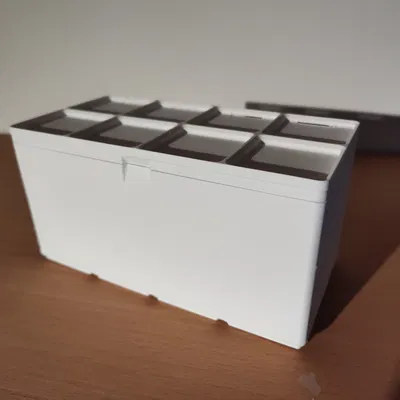 Hộp Gridfinity nắp 4x2 cao 12u (magnetic, filament hinge)