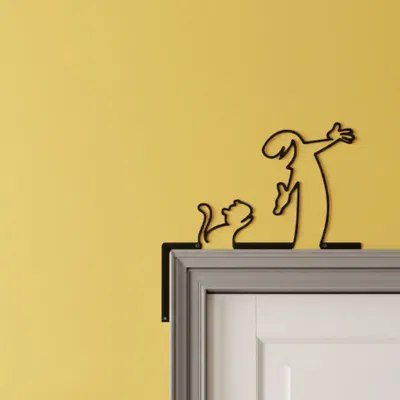 Người Nóng Ruột & Mèo – Art Tối Giản Gắn Góc Khung Cửa