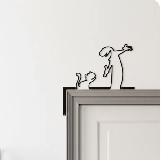 Người Nóng Ruột & Mèo – Art Tối Giản Gắn Góc Khung Cửa - Image 2