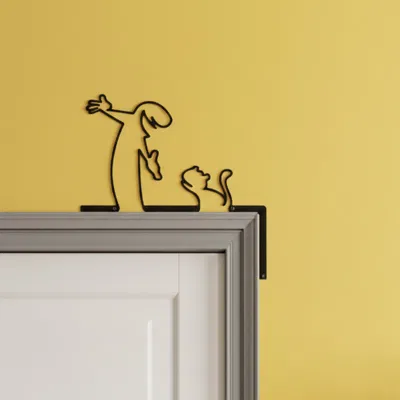 Người Nóng Ruột & Mèo – Art Tối Giản Gắn Góc Khung Cửa