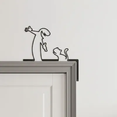 Người Nóng Ruột & Mèo – Art Tối Giản Gắn Góc Khung Cửa