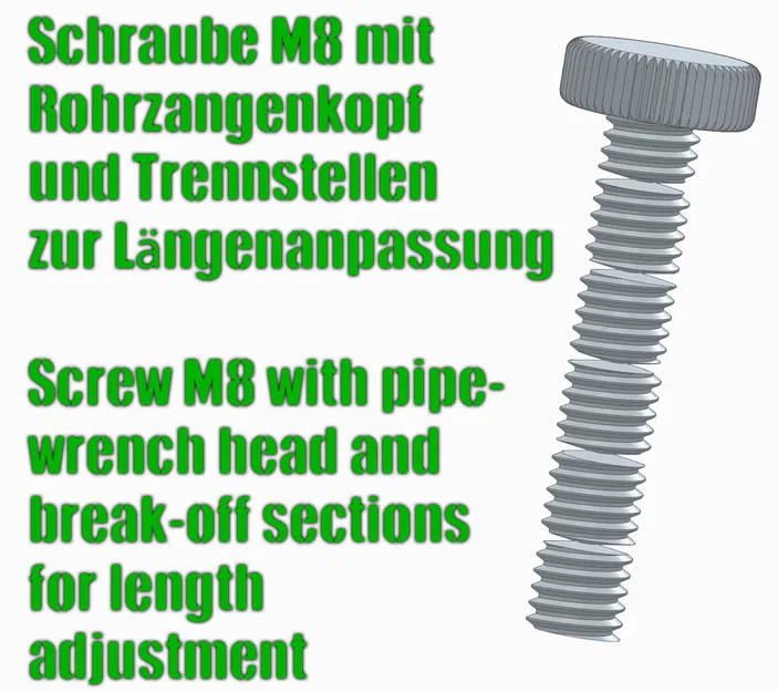 Vít M8 đầu pipe-wrench, có đoạn bẻ rời để chỉnh chiều dài - Image 1