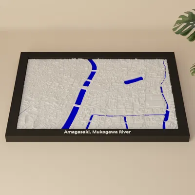 Amagasaki, sông Mukogawa, Nhật Bản - Mô hình thu nhỏ 3D