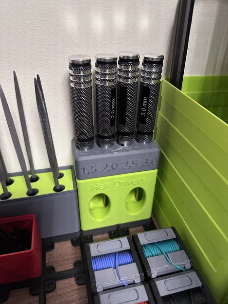 Phần mở rộng cho Gridfinity 2x1 hex driver stand - Image 1