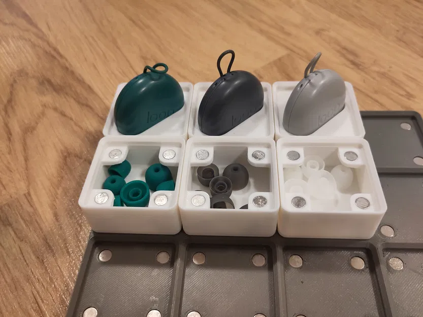 Giá đỡ Loop earplugs Gridfinity (kèm ngăn ẩn & hỗ trợ nam châm) - Image 2