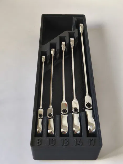 Khay Gridfinity cho bộ cờ lê khớp gập Parkside (articulated spanner set) - Image 4