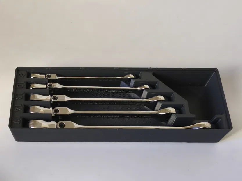 Khay Gridfinity cho bộ cờ lê khớp gập Parkside (articulated spanner set) - Image 5