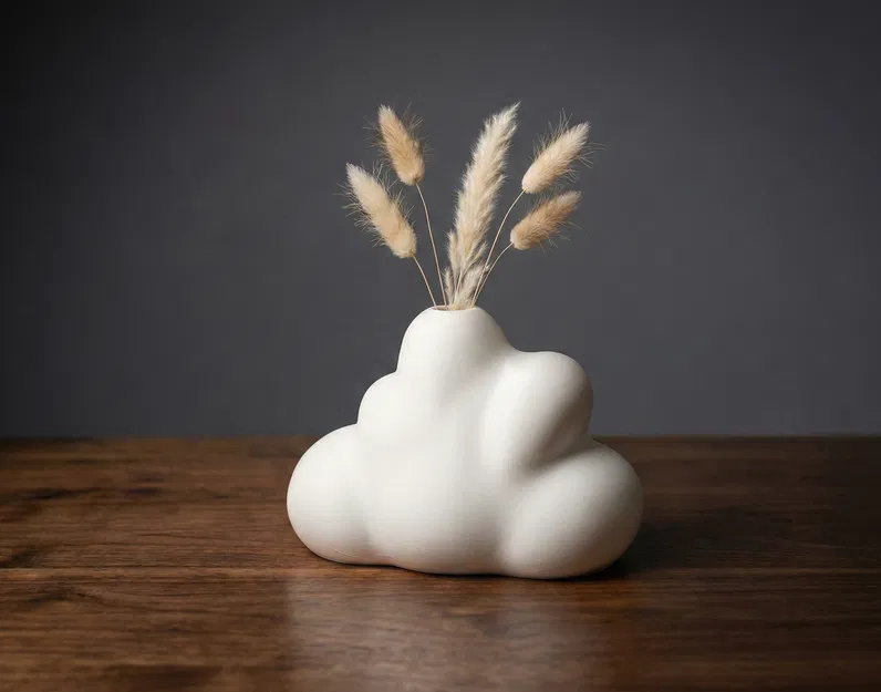 Cloud Vase – Chậu/Bình in 3D tối giản hiện đại hình mây, in nhanh không cần support - Image 1