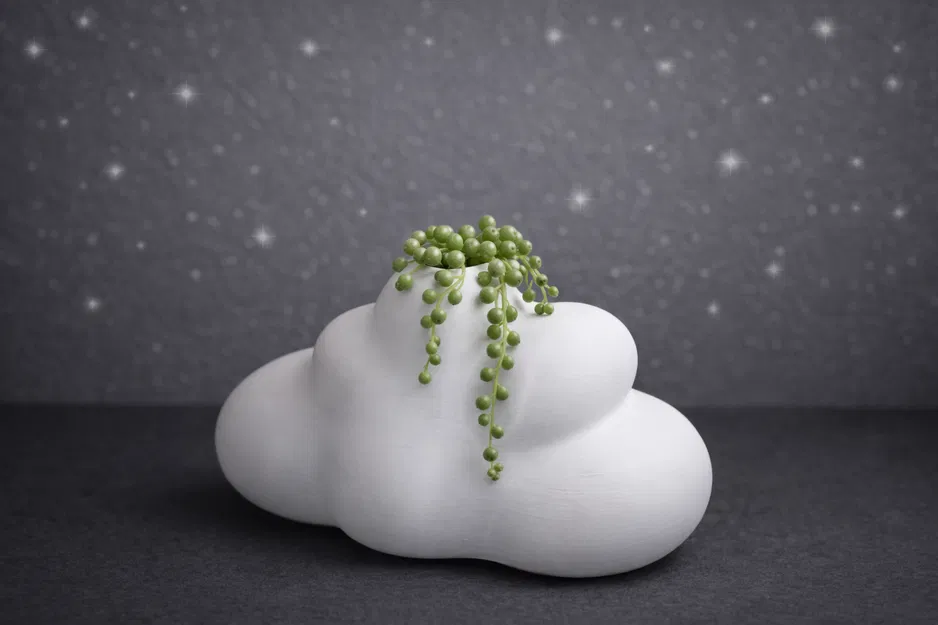 Cloud Vase – Chậu/Bình in 3D tối giản hiện đại hình mây, in nhanh không cần support - Image 3
