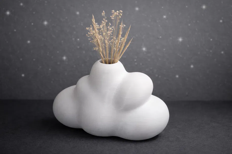 Cloud Vase – Chậu/Bình in 3D tối giản hiện đại hình mây, in nhanh không cần support - Image 5