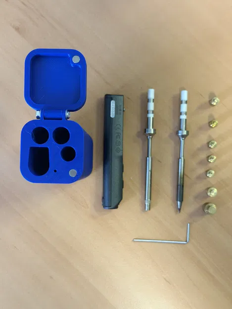 Hộp đựng TS-100: mỏ hàn, 2 tip, heat set insert adapters & hex key - Image 2