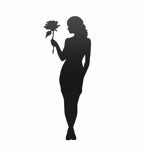 Woman_with_rose – Bóng dáng người phụ nữ cầm hoa hồng (Wall-art) - Image 1