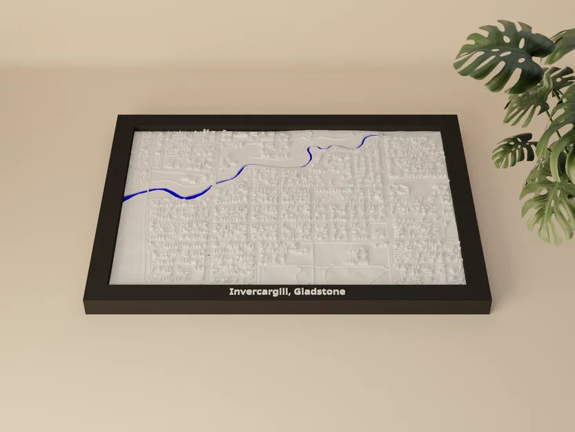 Invercargill, Gladstone (New Zealand) – Mô hình thu nhỏ 3D địa hình - Image 2