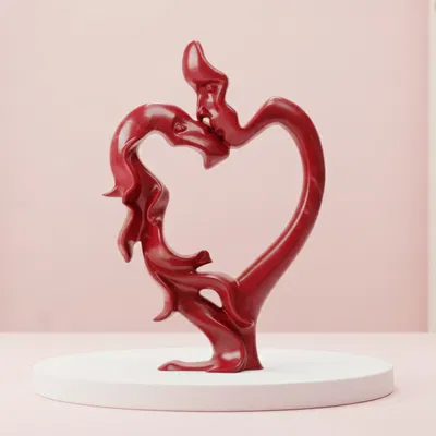 Hai Gương Mặt Hôn Nhau Tạo Hình Trái Tim Trừu Tượng - STL Valentine