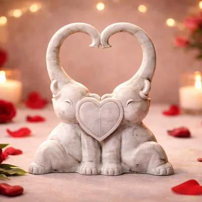 Hai Chú Voi Tạo Hình Trái Tim – Decor Valentine