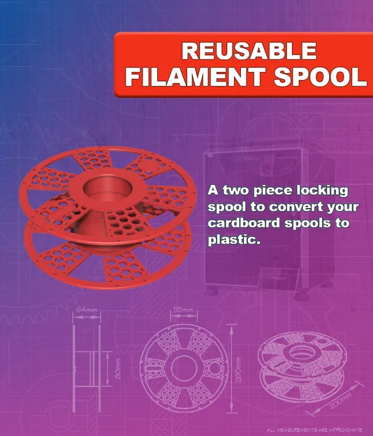 Cuộn Filament Tái Sử Dụng – Chuyển Đổi Cuộn Carton (200mm, RFID Ready) - Image 1