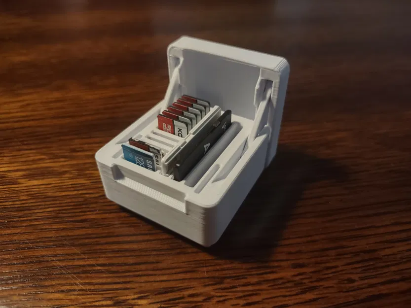 Hộp SD/microSD bản lề - tương thích Gridfinity, có ngàm gài, print-in-place - Image 1