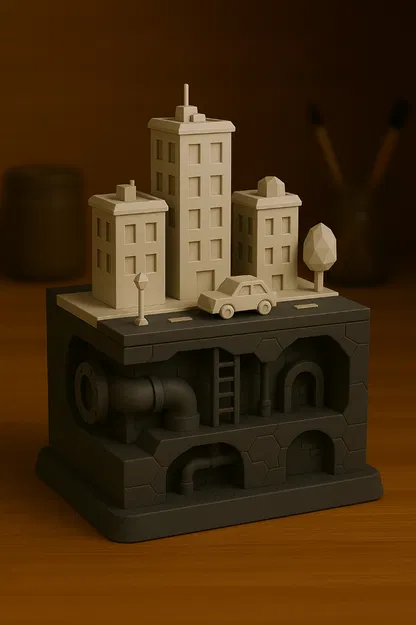 Mini City Diorama – Khu Phố Đô Thị Stylized kèm Chi Tiết Underground - Image 1