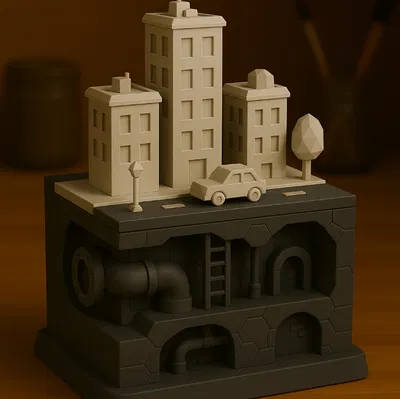 Mini City Diorama – Khu Phố Đô Thị Stylized kèm Chi Tiết Underground