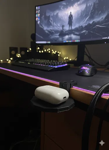 V2 - CyberEdge Desk Holder (Giá đỡ để bàn modular Snap-On, in không cần supports) - Image 1