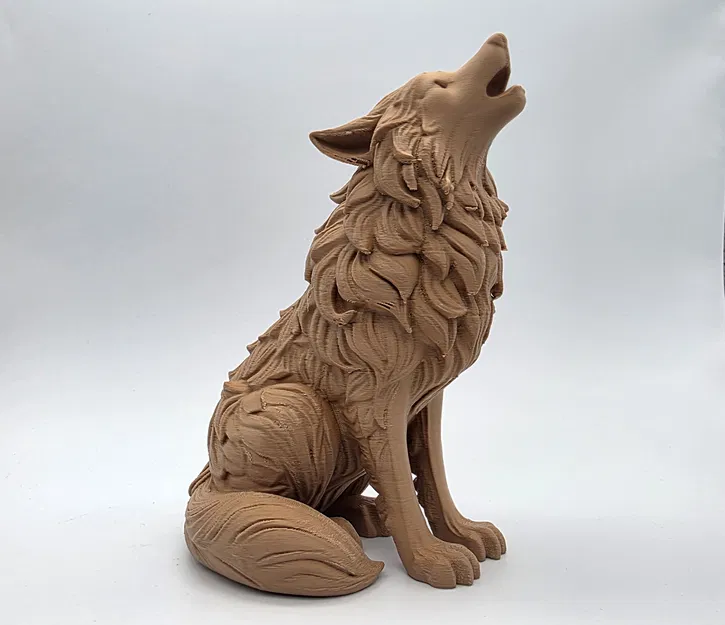 Sói Gỗ Chạm Khắc Tru Hú (Wood Carved Howling Wolf) - Image 2