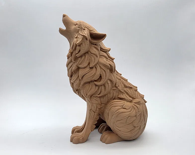 Sói Gỗ Chạm Khắc Tru Hú (Wood Carved Howling Wolf) - Image 3