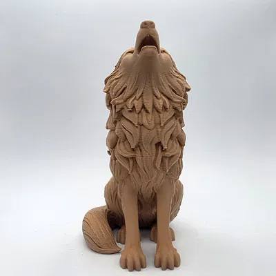 Sói Gỗ Chạm Khắc Tru Hú (Wood Carved Howling Wolf)