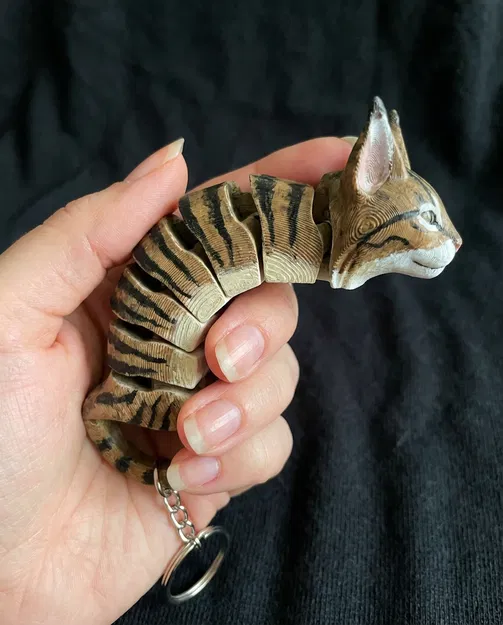 Móc Khóa Mèo Khớp Nối | Kitty Fidget Dẻo | Print-in-Place Cat Charm - Image 1