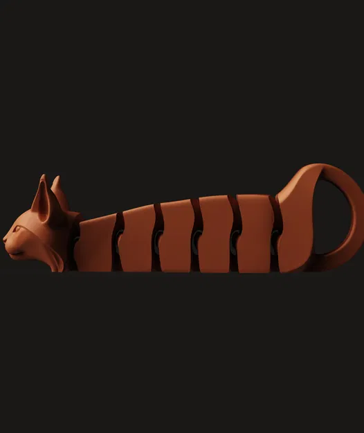 Móc Khóa Mèo Khớp Nối | Kitty Fidget Dẻo | Print-in-Place Cat Charm - Image 3