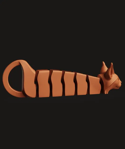 Móc Khóa Mèo Khớp Nối | Kitty Fidget Dẻo | Print-in-Place Cat Charm - Image 4