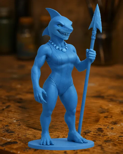 Mô hình tượng Blue Shark Warrior Figurine - Image 1