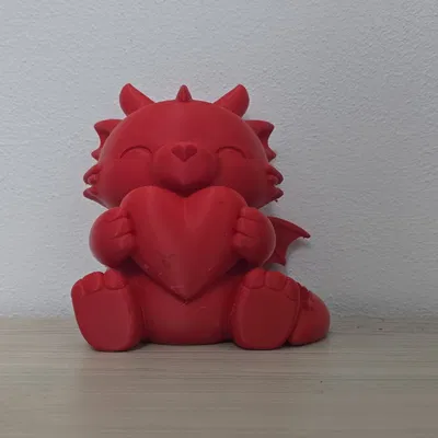 Tượng Rồng Valentine Dễ Thương ôm Trái Tim