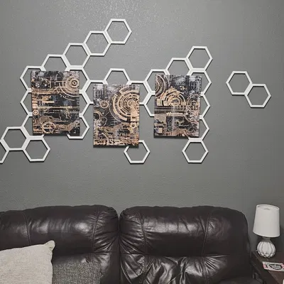 Trellis & Wall Art Lục Giác Modular (Phóng To) kèm Wall Mounts giấu vít