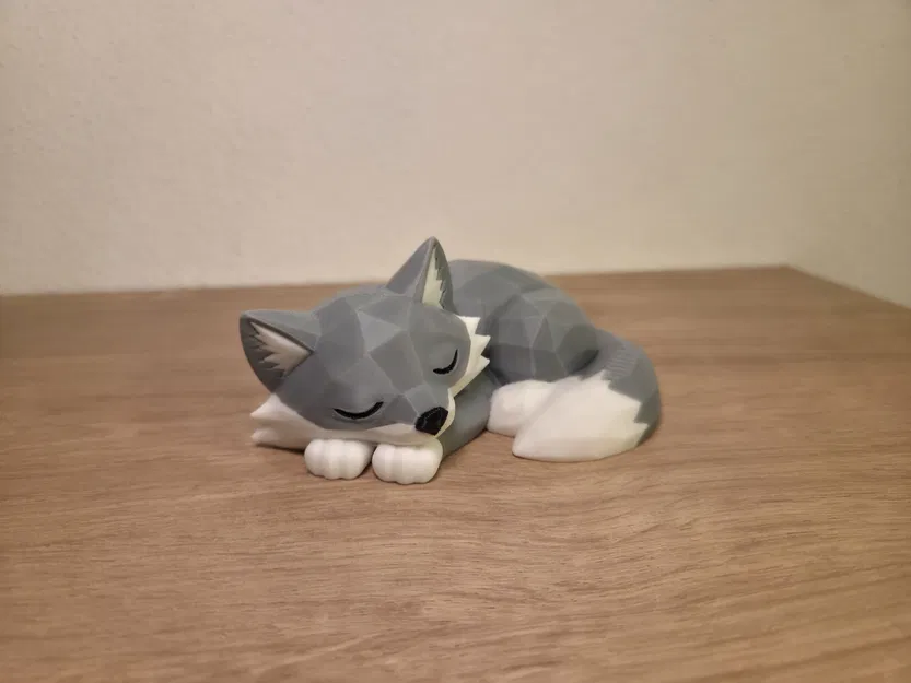 Sói Low Poly Dễ Thương Đang Ngủ - Image 2
