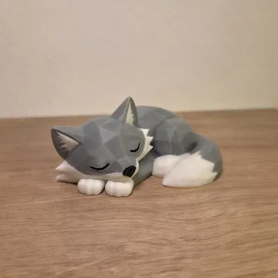 Sói Low Poly Dễ Thương Đang Ngủ