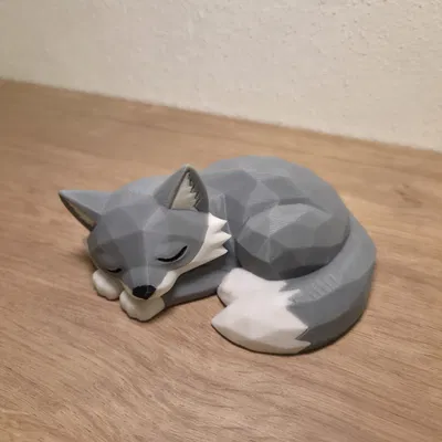 Sói Low Poly Dễ Thương Đang Ngủ
