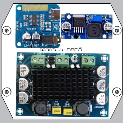 Giá đỡ cho ampli kèm regulator và Bluetooth