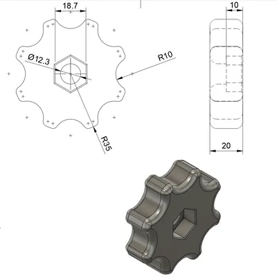 Núm vặn tay M12 (M12 Hand Knob)