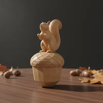 Sóc ngồi trên quả sồi – Figure decor dễ thương