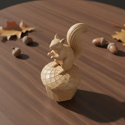 Sóc ngồi trên quả sồi – Figure decor dễ thương