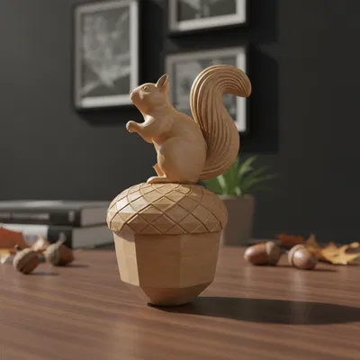 Sóc ngồi trên quả sồi – Figure decor dễ thương