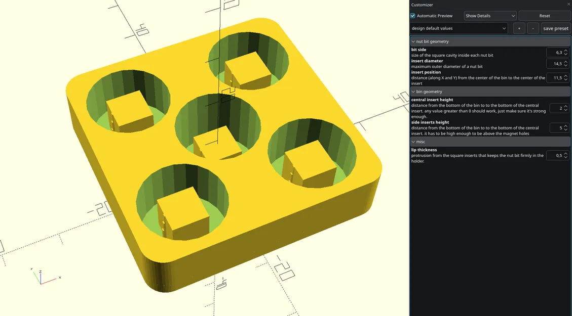 Khay Gridfinity đựng nut bits (tối đa 5 bits) - Image 1