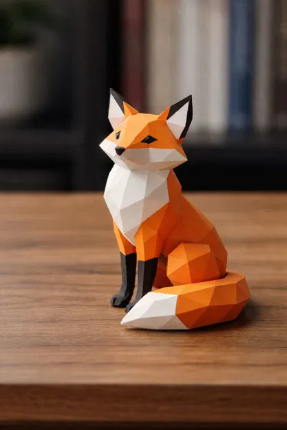 Tượng Cáo Hình Học (Low Poly) - Image 1