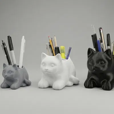 Khay Đựng Bút/Đồ Bàn Hình Mèo Tối Giản (Minimalist Cat Desk Organizer)