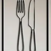 Bộ Tranh Treo Tường Bếp Tối Giản | Cà Phê, Rượu Vang, Dao Nĩa | Line Art | No Supports