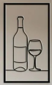 Bộ Tranh Treo Tường Bếp Tối Giản | Cà Phê, Rượu Vang, Dao Nĩa | Line Art | No Supports - Image 2