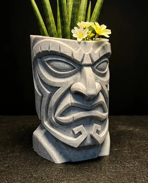 Chậu Cây Tiki Polynesia | Chậu Hoa Totem Tộc | Trang Trí Vườn Độc Lạ In 3D - Image 1